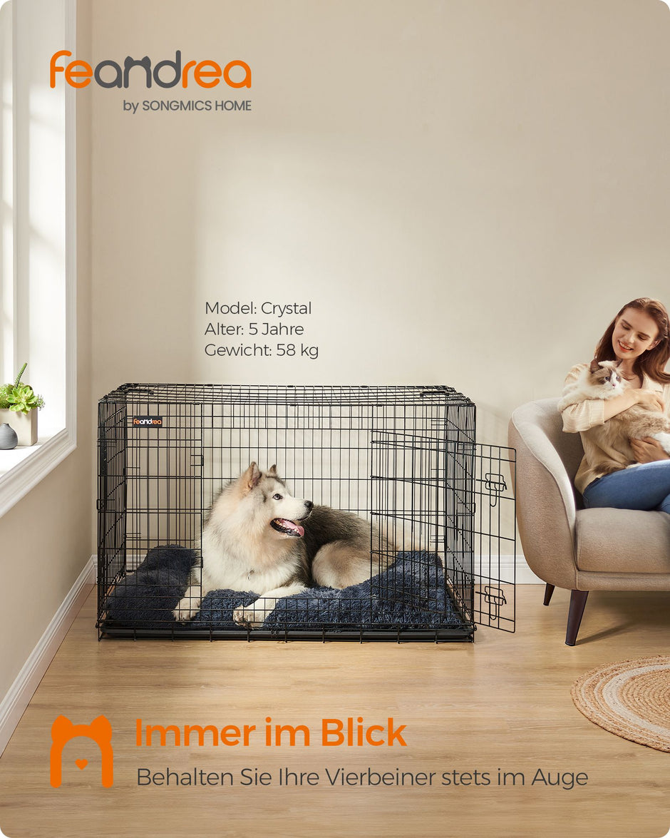 Faltbarer Hundekäfig - mit Türen und Plastikwaagen