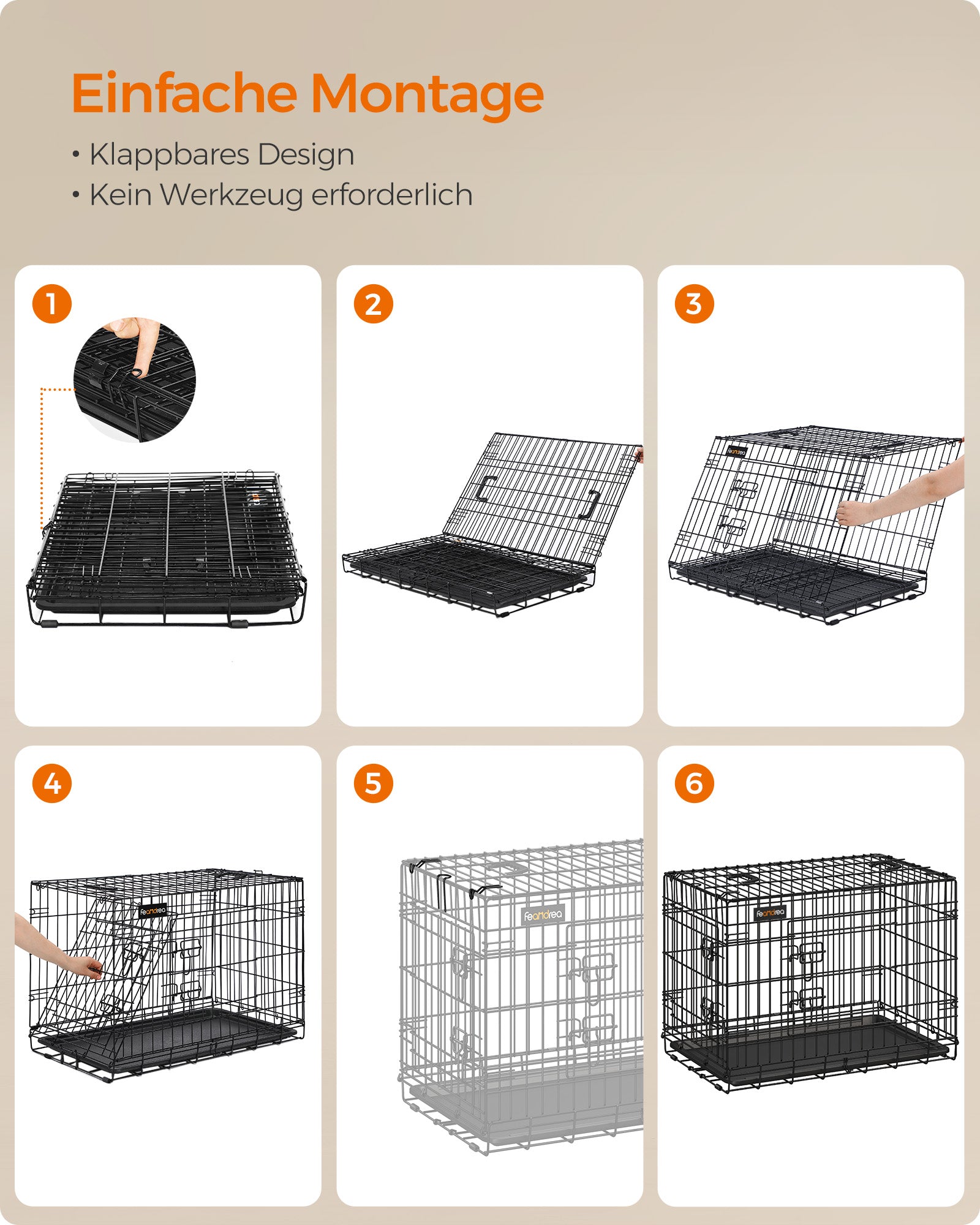 Faltbarer Hundekäfig - mit Türen und Plastikwaagen