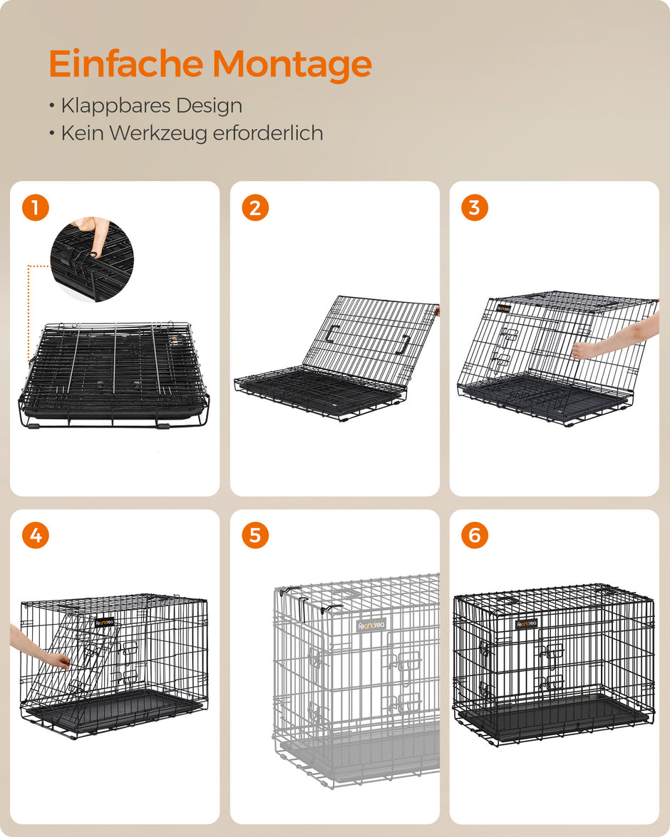 Faltbarer Hundekäfig - mit Türen und Plastikwaagen