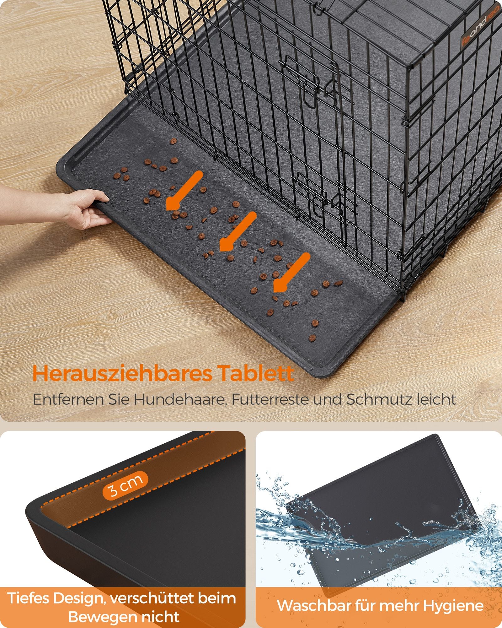 Faltbarer Hundekäfig - mit Türen und Plastikwaagen