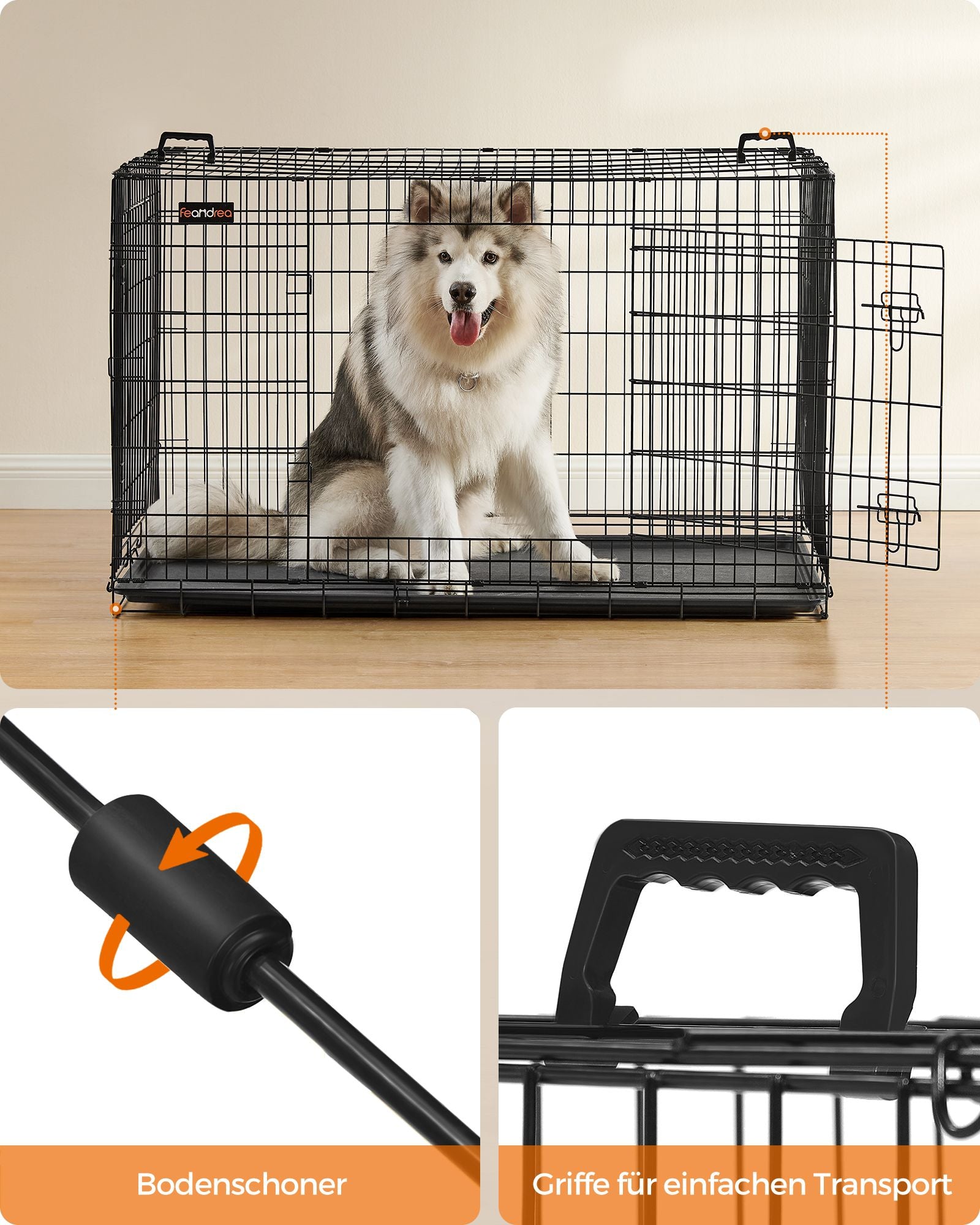 Faltbarer Hundekäfig - mit Türen und Plastikwaagen