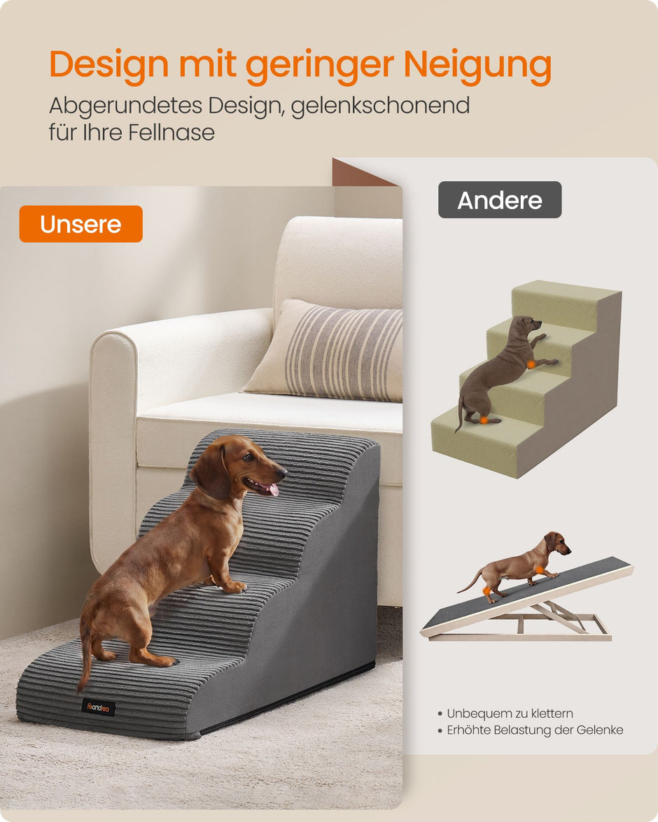 Hondentrap - Met Antislip Treden - Voor Kleine Honden - Leigrijs - 72 x 40 x 50 cm