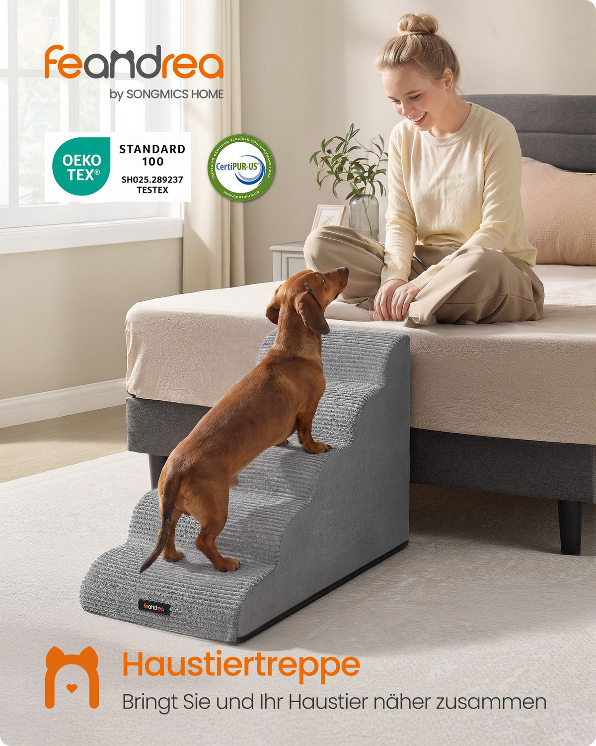 Hondentrap - Met Antislip Treden - Voor Kleine Honden - Duifgrijs - 84 x 40 x 58 cm