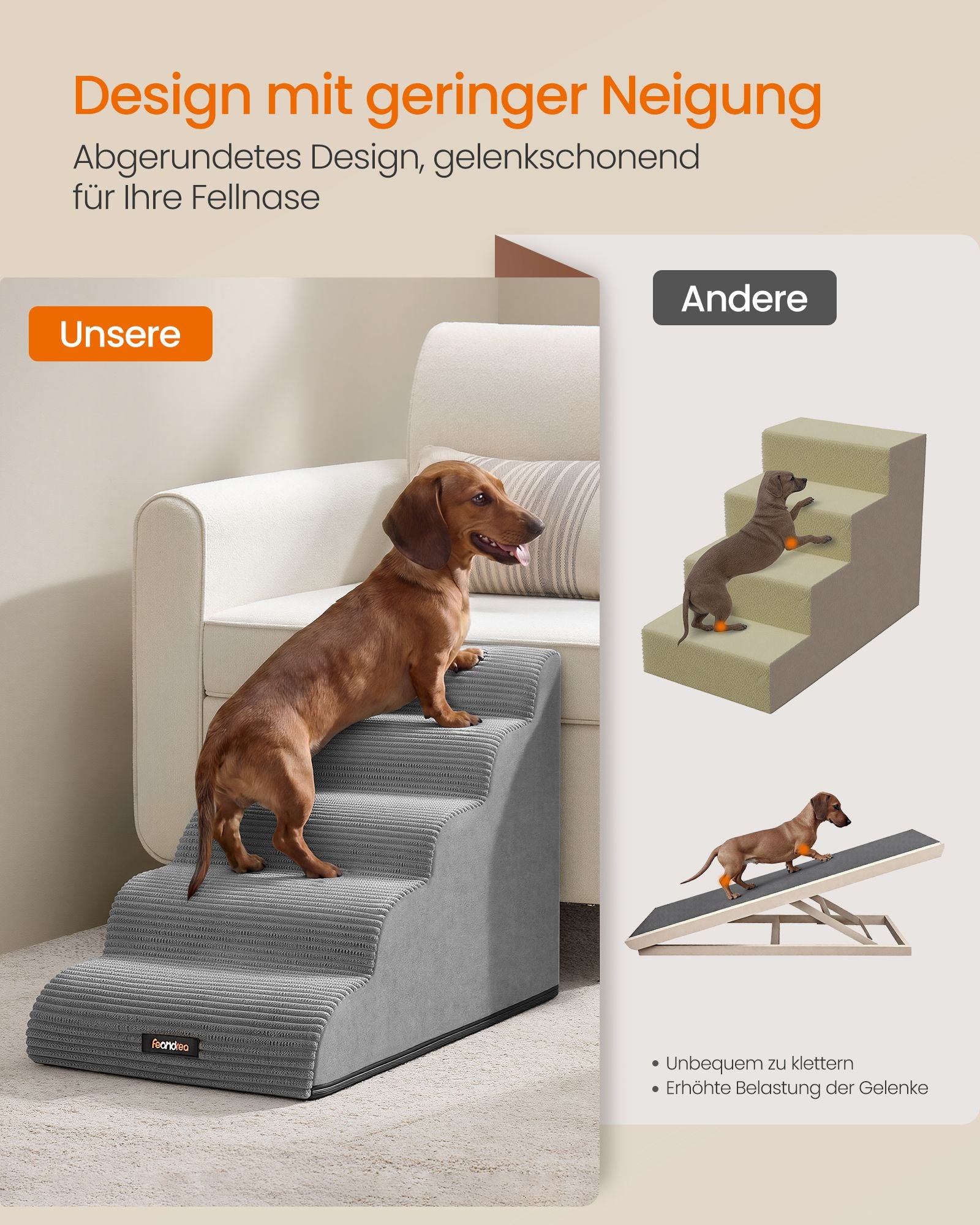 Hondentrap - Met Antislip Treden - Voor Kleine Honden - Duifgrijs - 84 x 40 x 58 cm