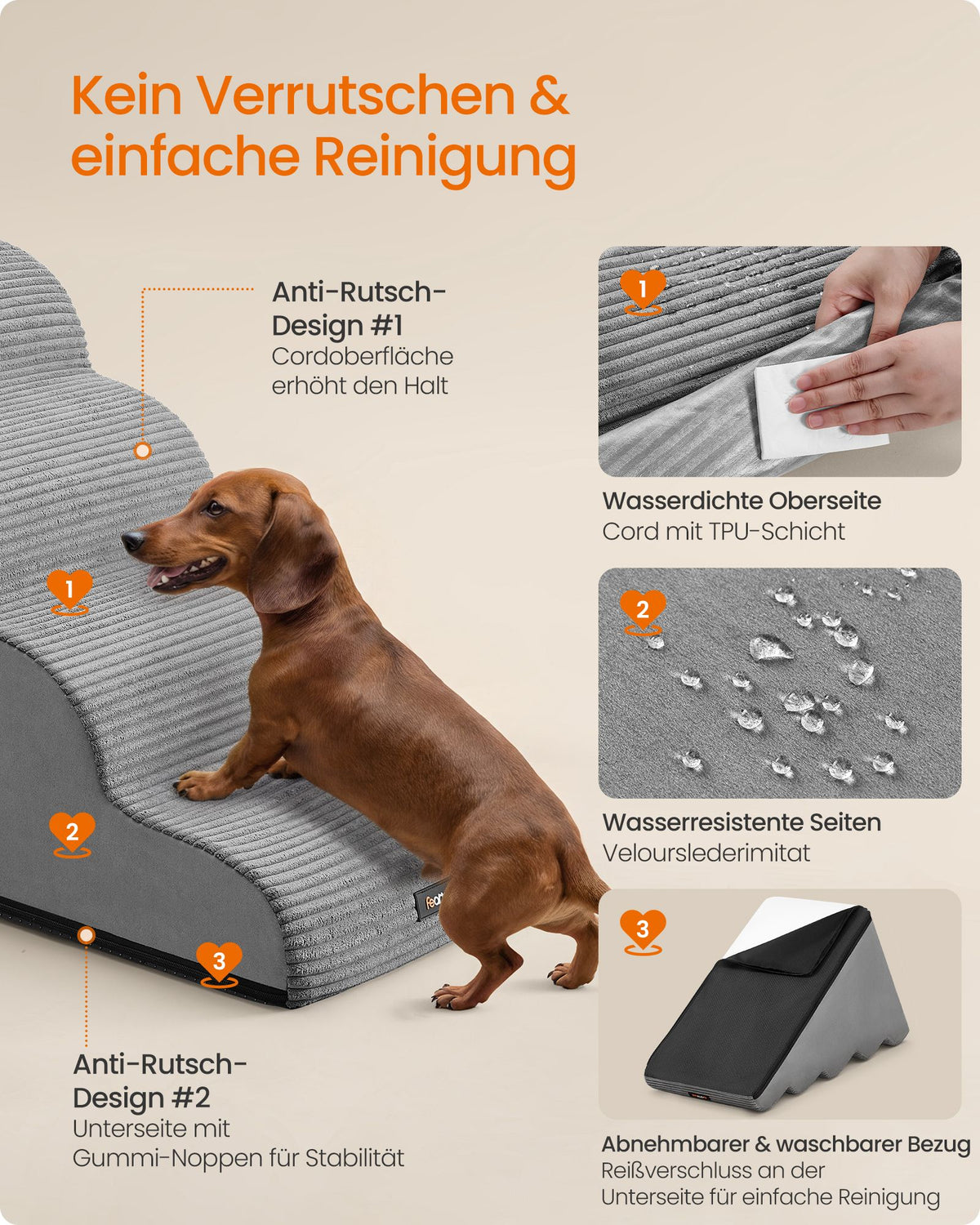 Hondentrap - Met Antislip Treden - Voor Kleine Honden - Duifgrijs - 84 x 40 x 58 cm
