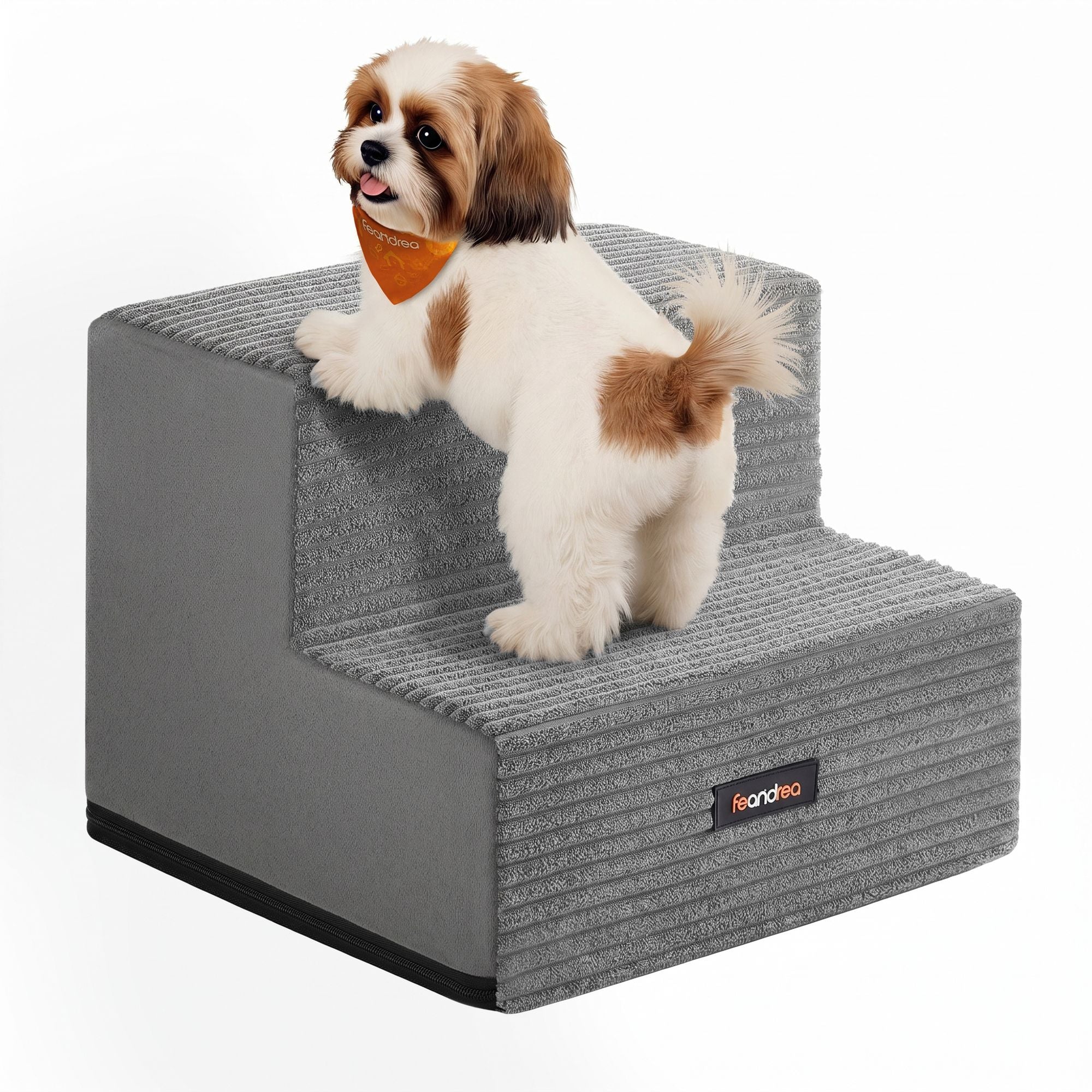 Hondentrap - Met Antislip Treden - Voor Kleine Honden - Rustig grijs - 30 x 38 x 28 cm
