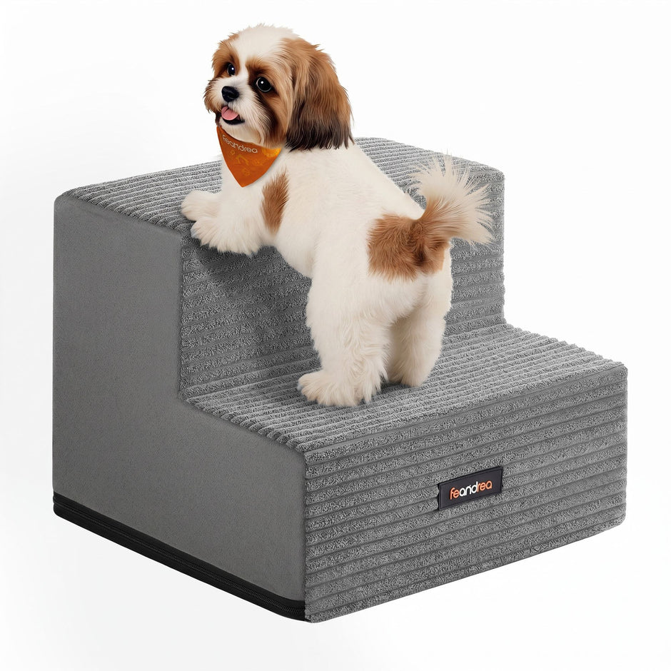 Hondentrap - Met Antislip Treden - Voor Kleine Honden - Rustig grijs - 30 x 38 x 28 cm