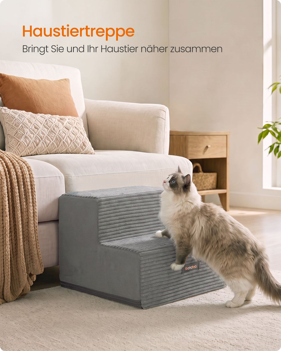 Hondentrap - Met Antislip Treden - Voor Kleine Honden - Rustig grijs - 30 x 38 x 28 cm