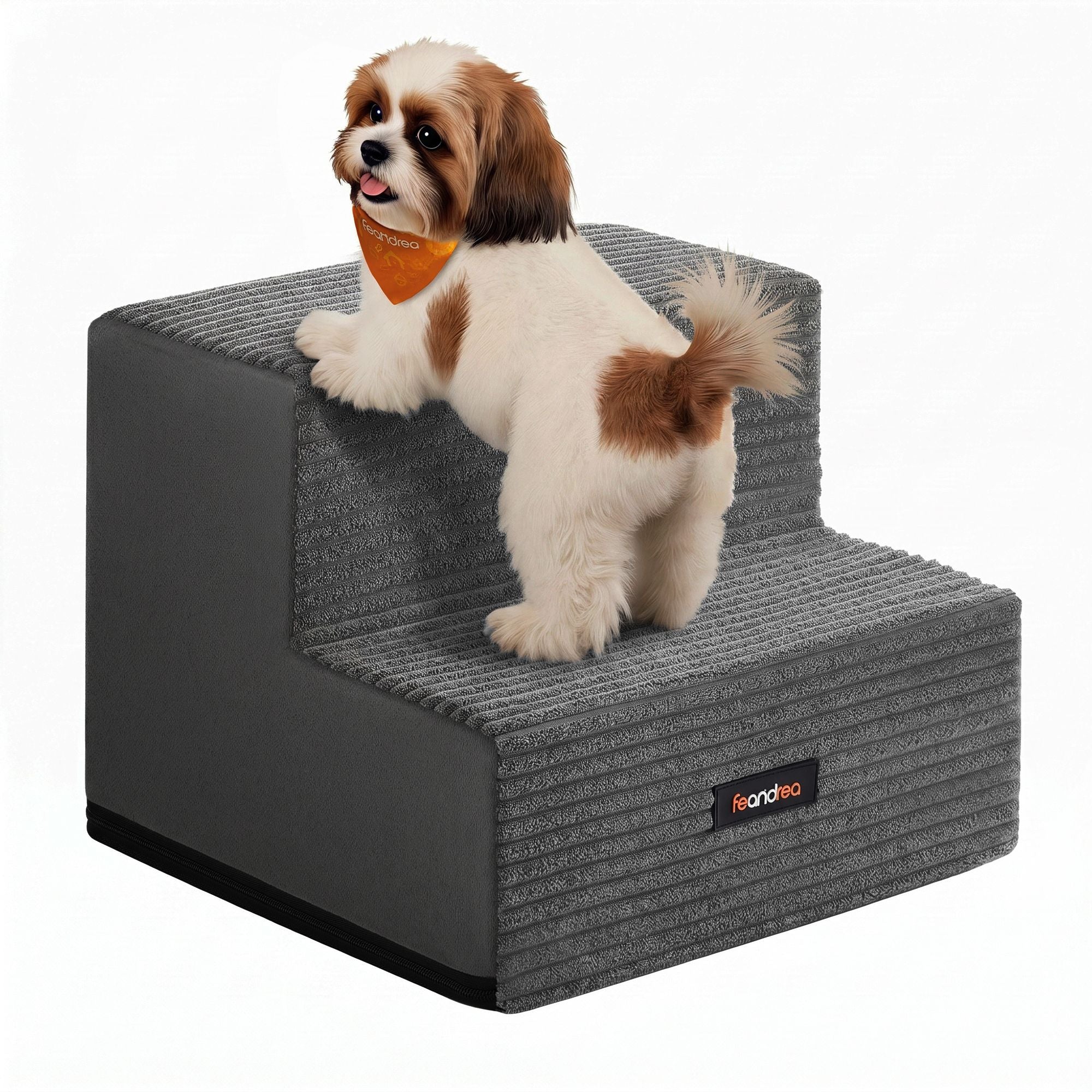 Hondentrap - Met Antislip Treden - Voor Kleine Honden - Loodgrijs - 30 x 38 x 28 cm