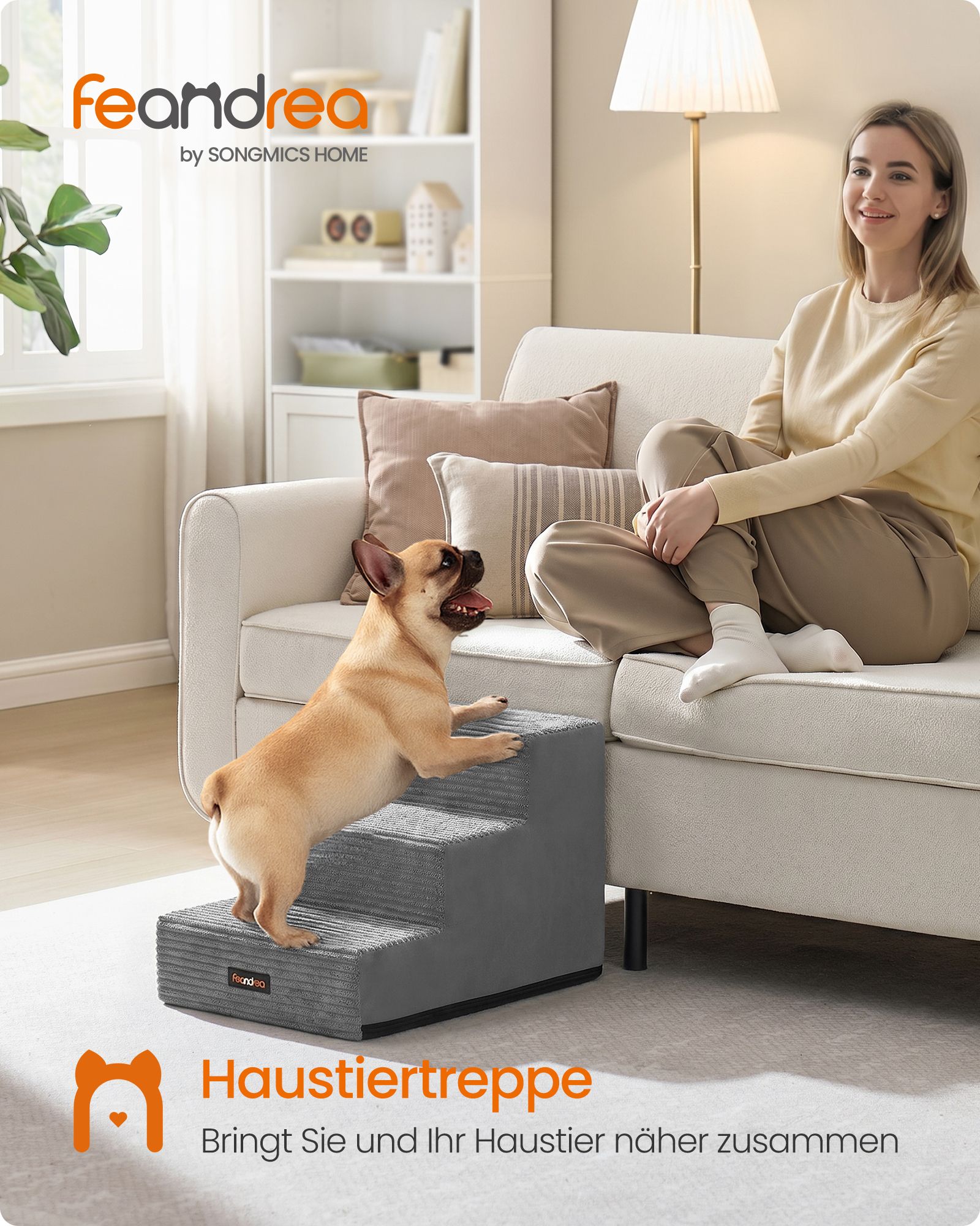 Hondentrap - Met Antislip Treden - Voor Kleine Honden - Grijs - 46 x 40 x 33 cm