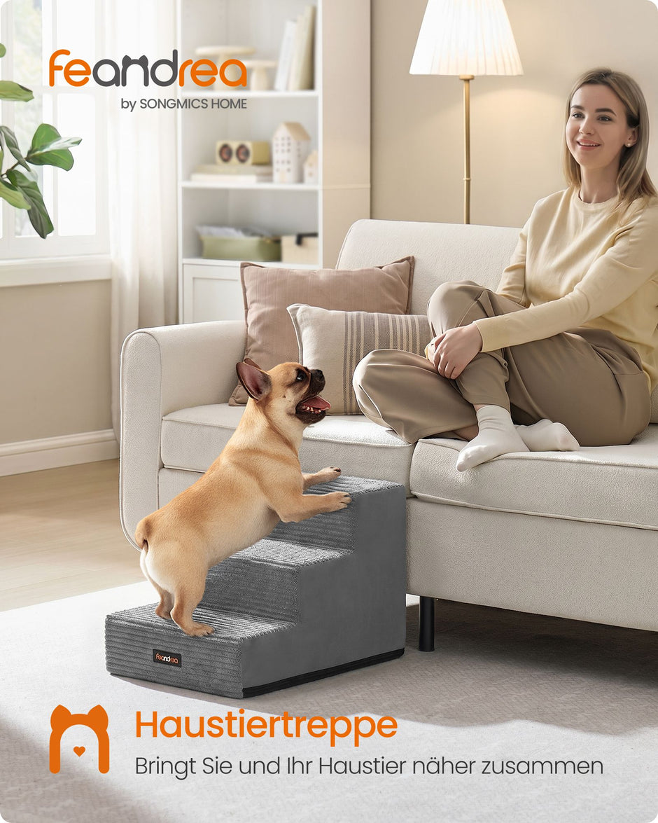 Hondentrap - Met Antislip Treden - Voor Kleine Honden - Grijs - 46 x 40 x 33 cm