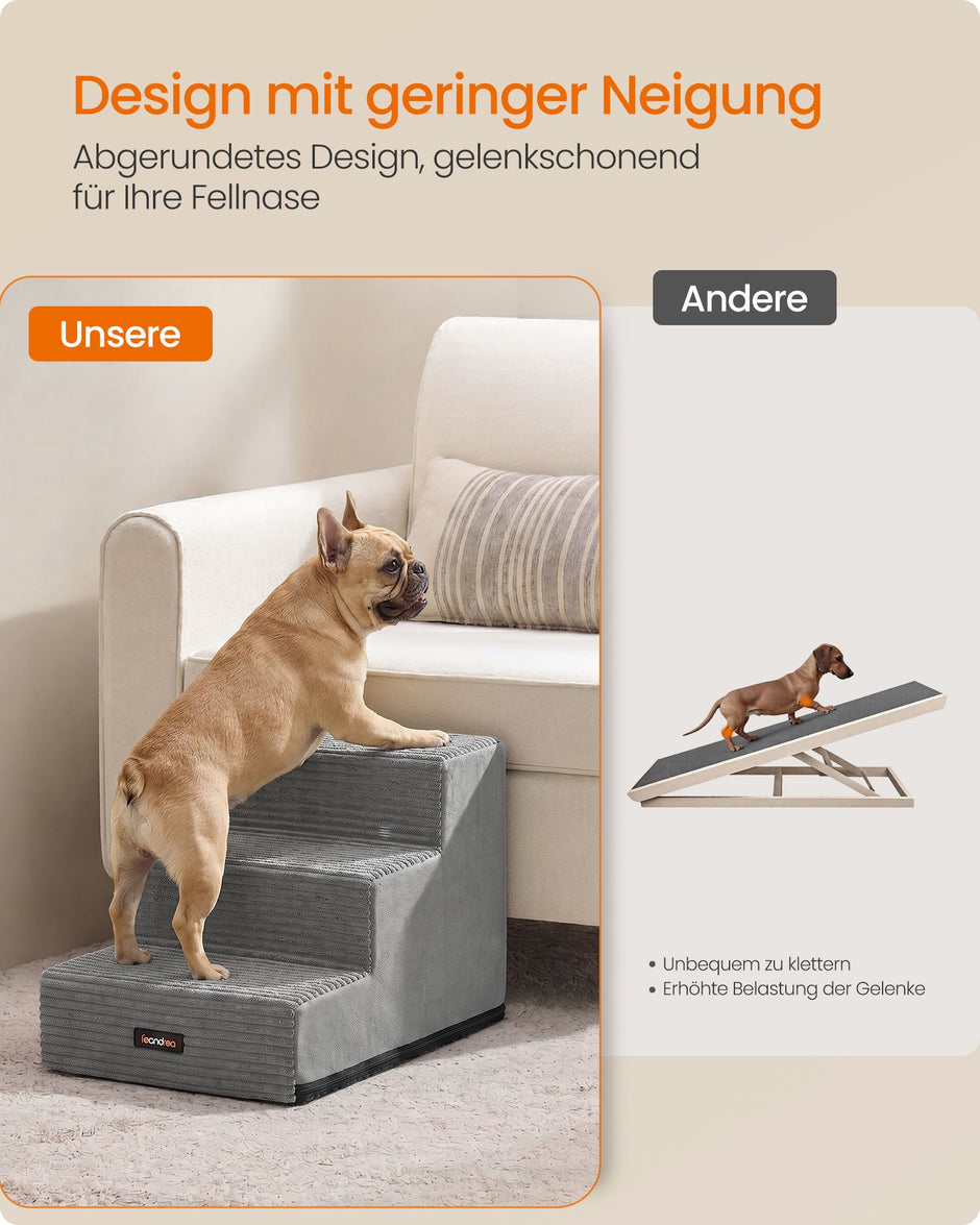 Hondentrap - Met Antislip Treden - Voor Kleine Honden - Grijs - 46 x 40 x 33 cm