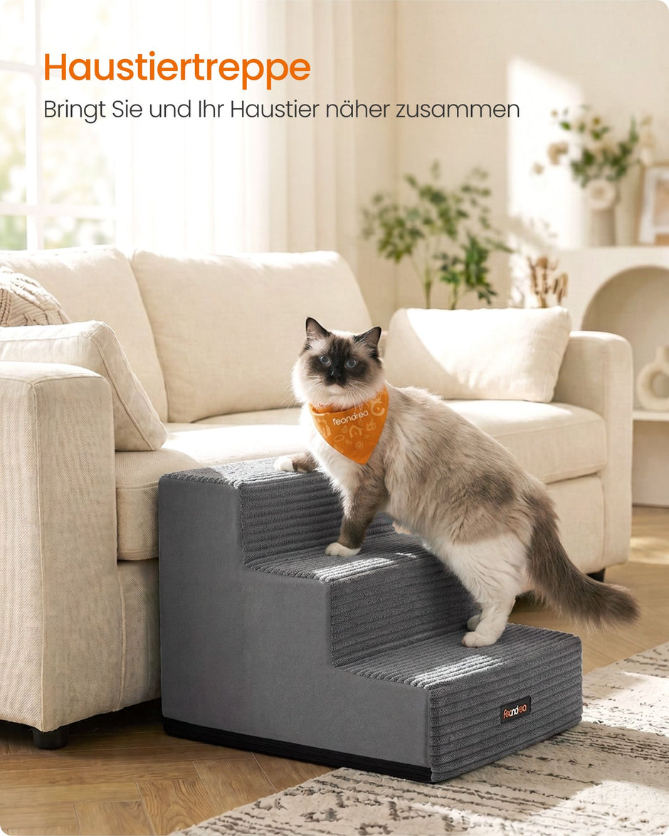 Hondentrap - Met Antislip Treden - Voor Kleine Honden - Loodgrijs - 46 x 40 x 33 cm