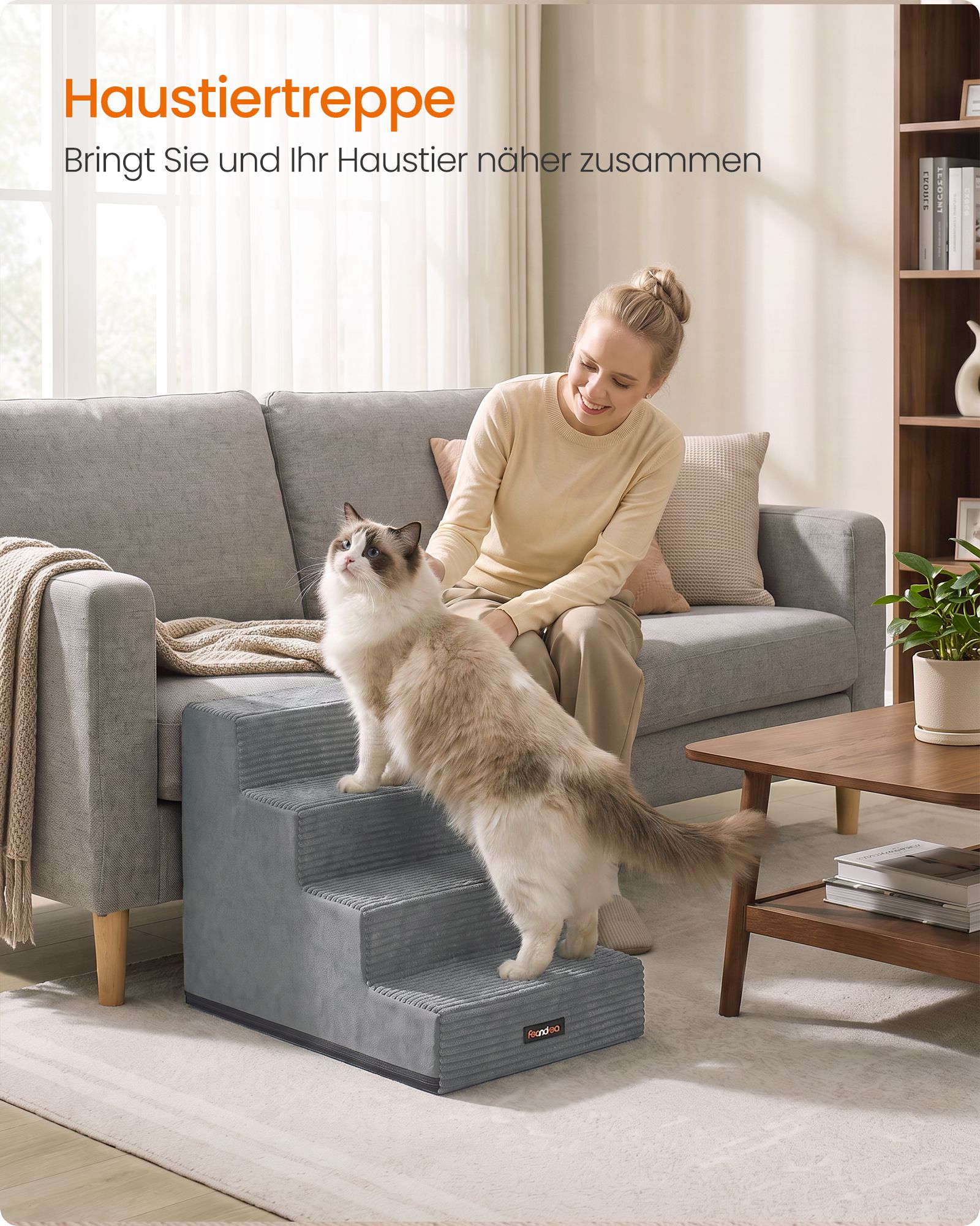 Hondentrap - Met Antislip Treden - Voor Kleine Honden - Grijs - 62 x 40 x 44 cm