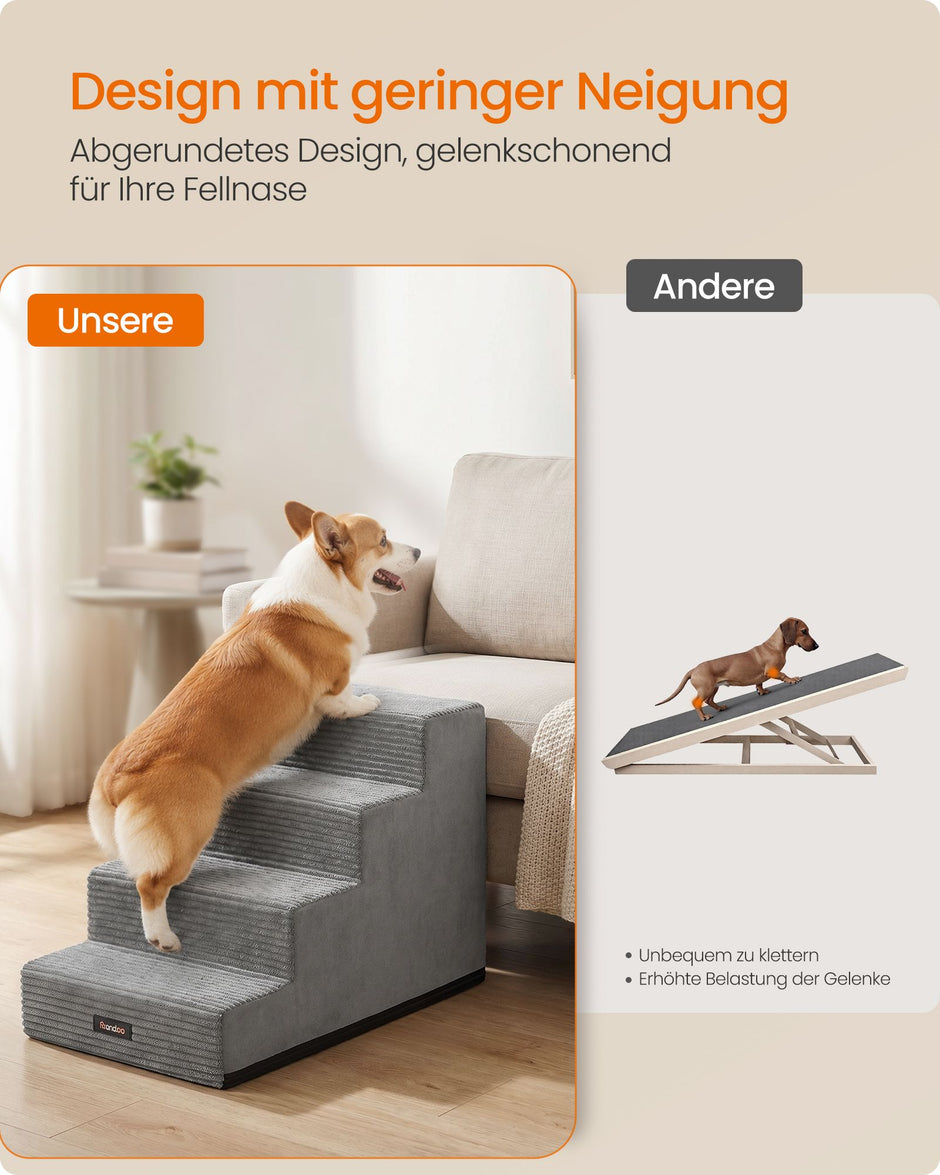 Hondentrap - Met Antislip Treden - Voor Kleine Honden - Grijs - 62 x 40 x 44 cm