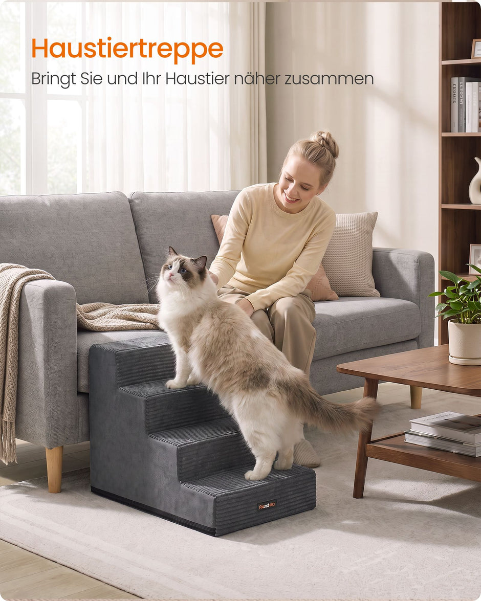 Hondentrap - Met Antislip Treden - Voor Kleine Honden - Loodgrijs - 62 x 40 x 44 cm
