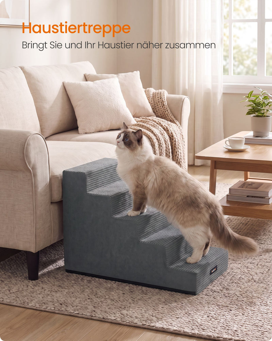 Hondentrap - Met Antislip Treden - Voor Kleine Honden - Loodgrijs - 76 x 40 x 57 cm