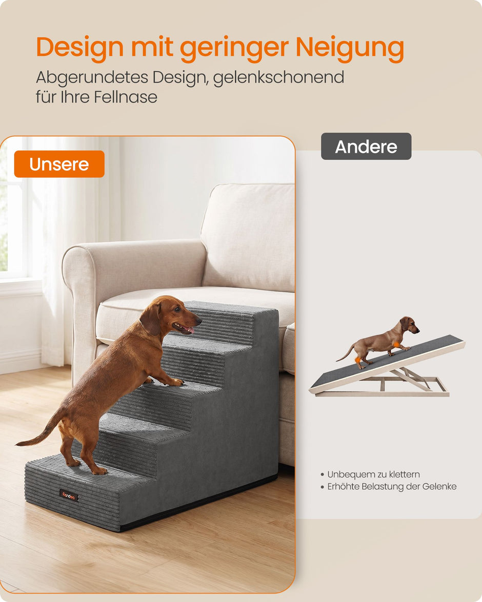 Hondentrap - Met Antislip Treden - Voor Kleine Honden - Loodgrijs - 76 x 40 x 57 cm