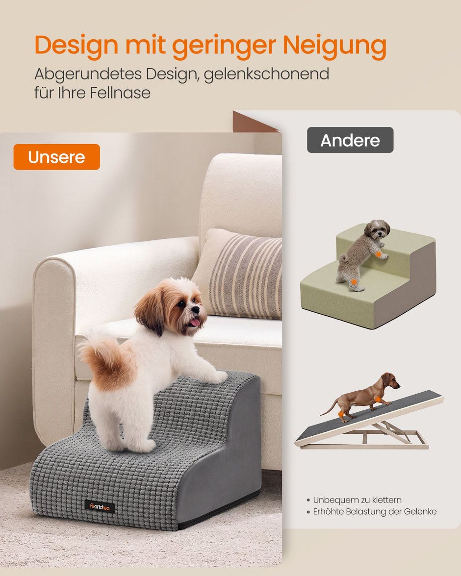 Hondentrap – 2 Treden – Schuim – Waterdicht en Antislip – Duifgrijs