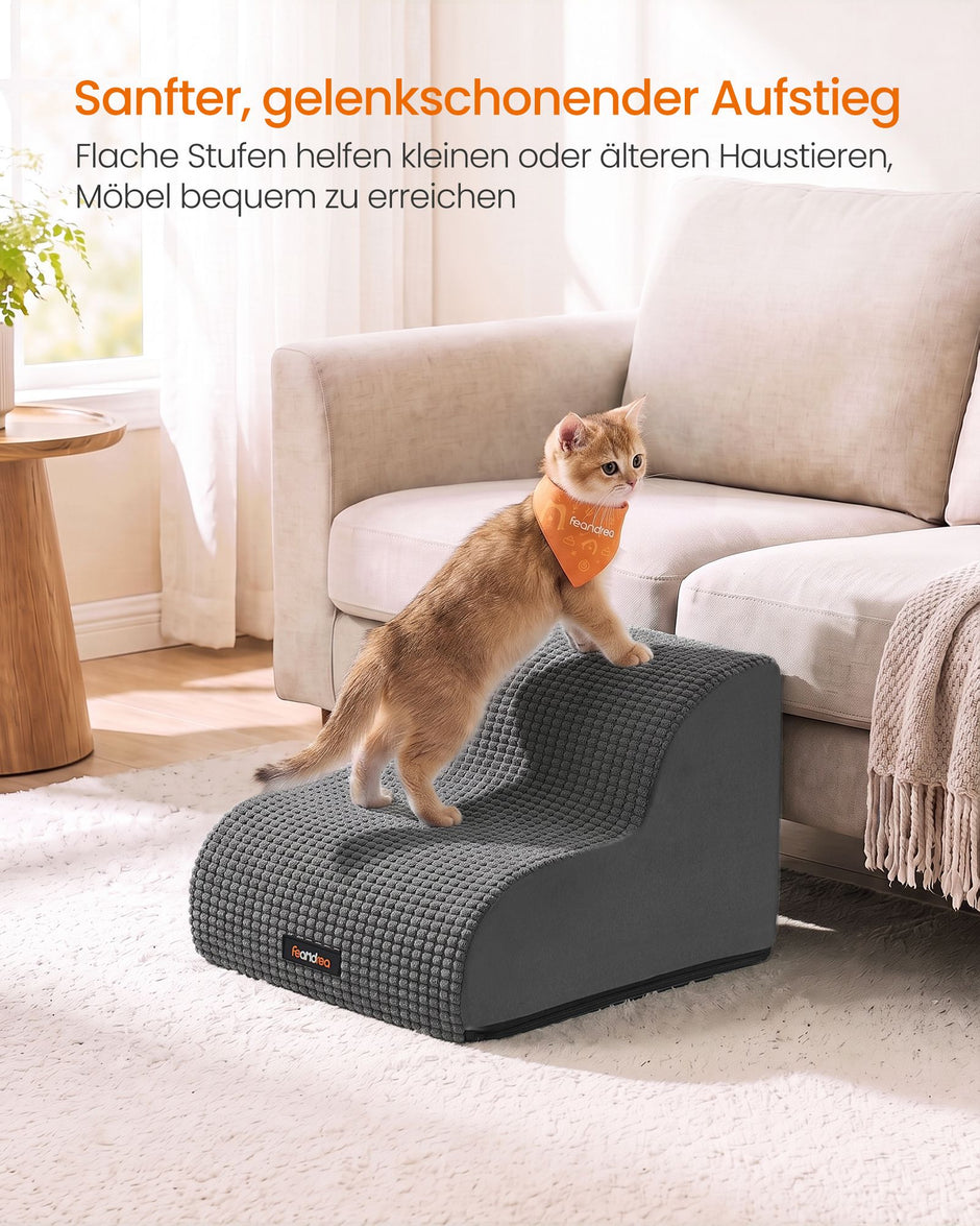 Hondentrap – 2 Treden – Schuim – Waterdicht en Antislip – Leigrijs