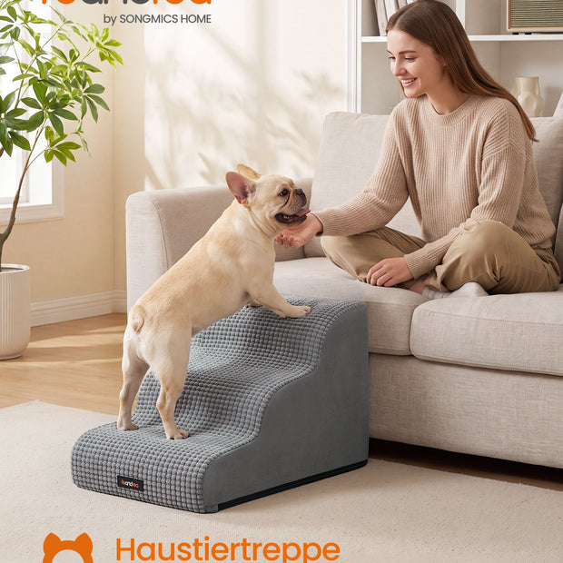 Hondentrap – 3 Treden – Schuim – Waterdicht en Antislip – Duifgrijs