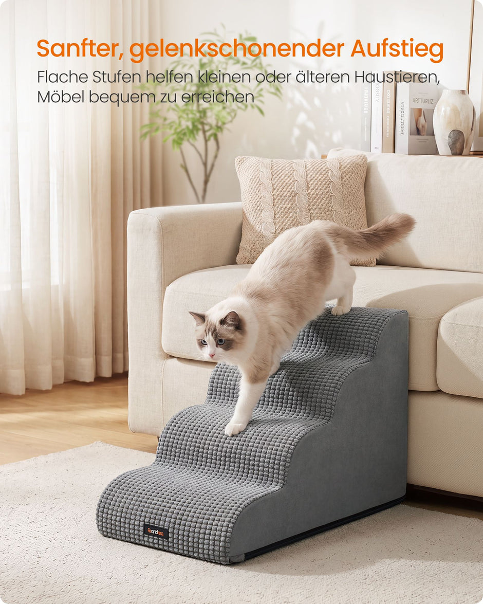 Hondentrap – 4 Treden – Schuim – Waterdicht en Antislip – Duifgrijs