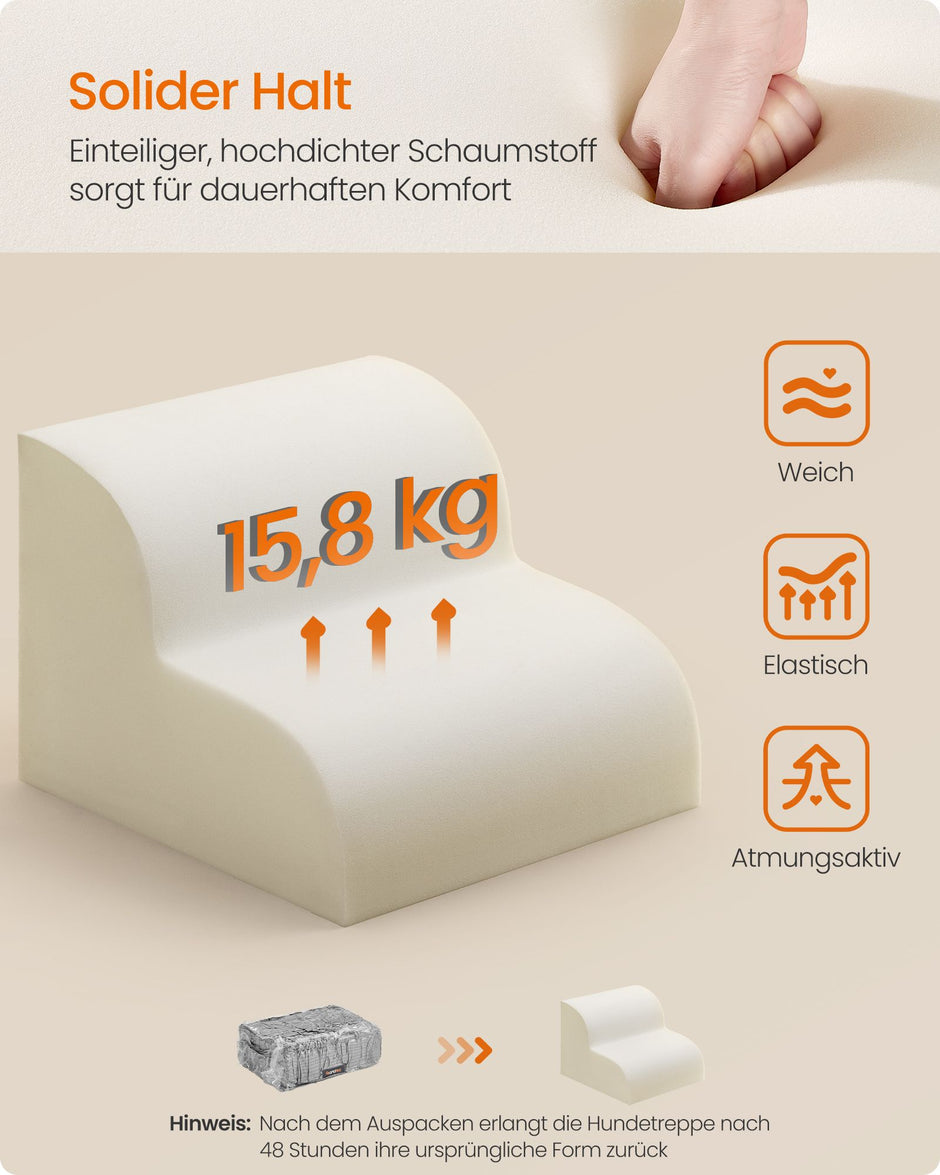 Hondentrap – 2 Treden – Schuim – Waterdicht en Antislip – Afwasbare Hoes – Duifgrijs