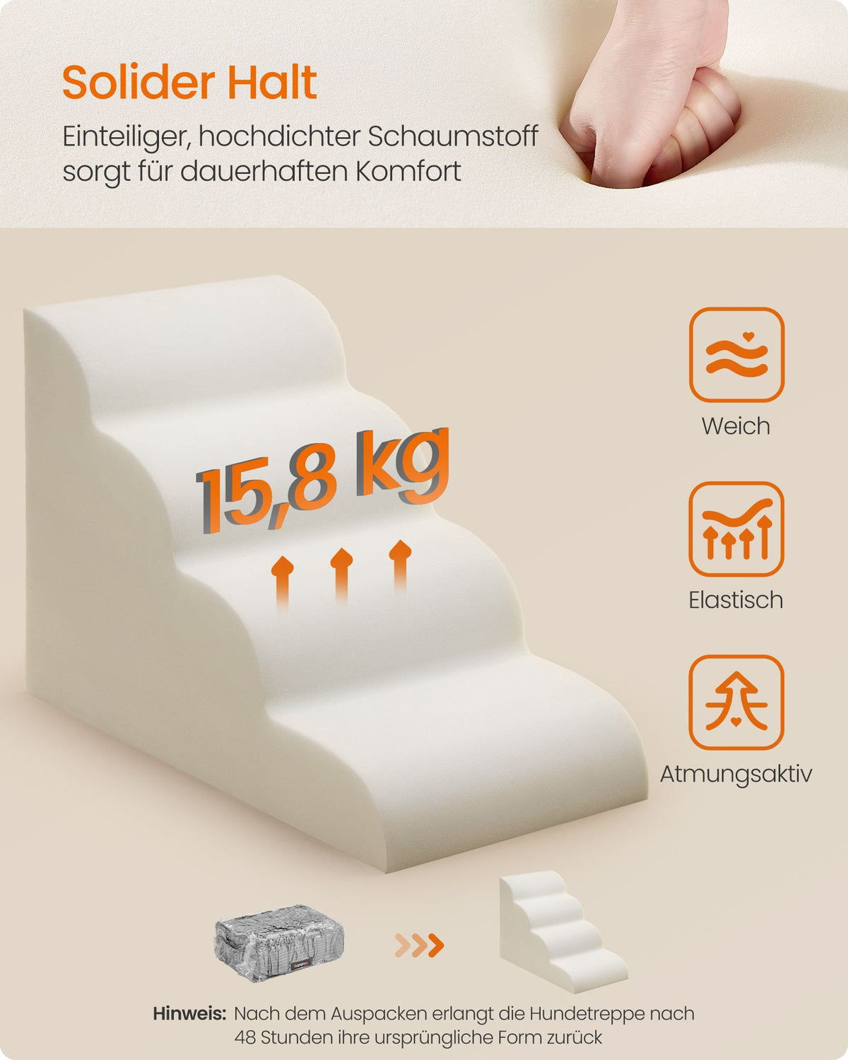 Hondentrap – 4 Treden – Schuim – Waterdicht en Antislip – Afwasbare Hoes – Duifgrijs