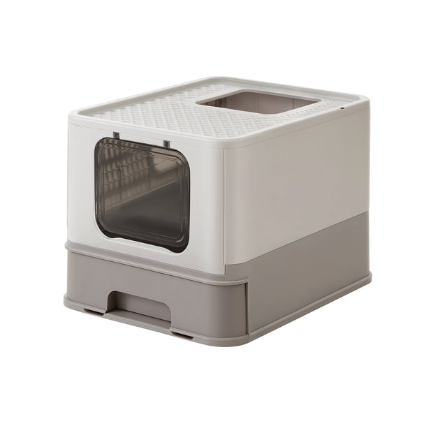 Katzentoilette - mit Deckel - warmes Grau