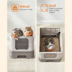 Katzentoilette - mit Deckel - warmes Grau