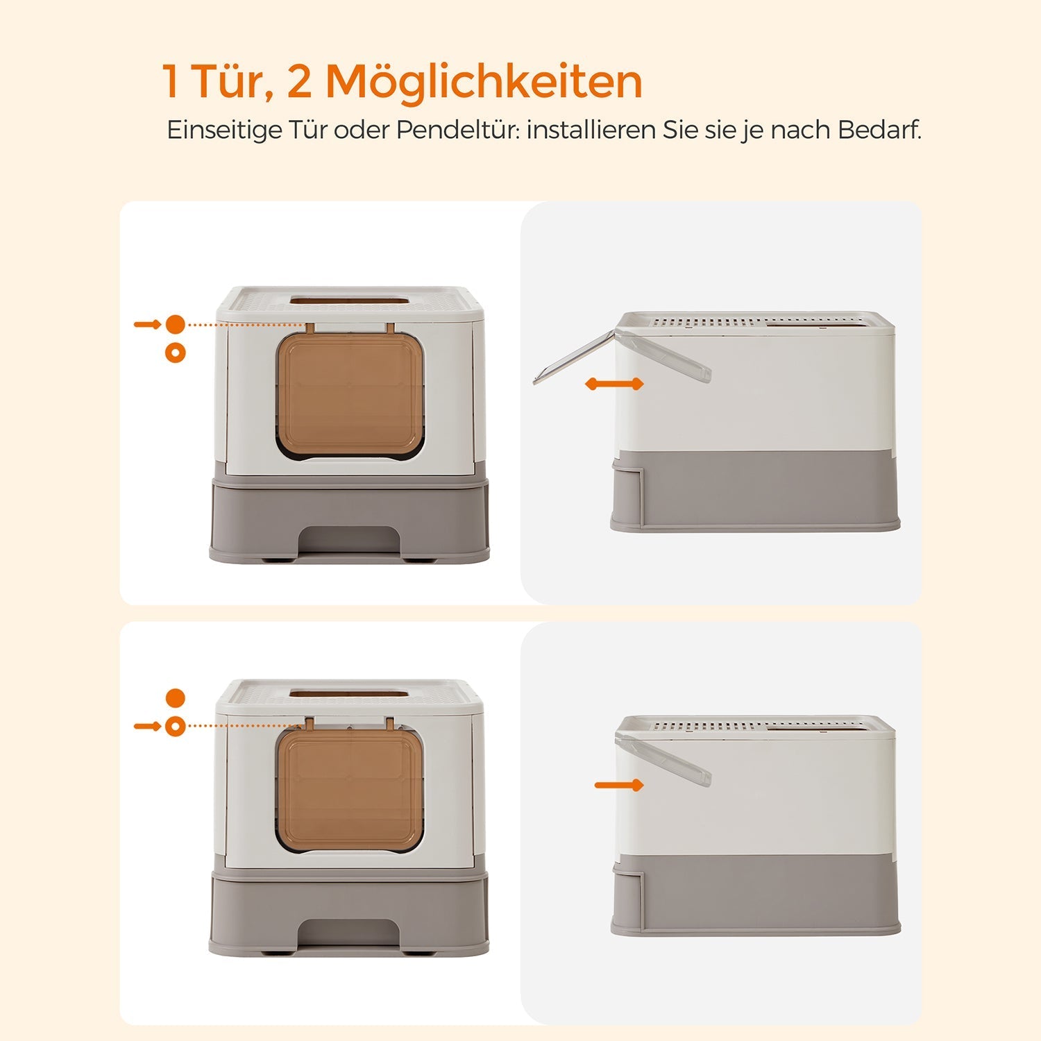 Katzentoilette - mit Deckel - warmes Grau