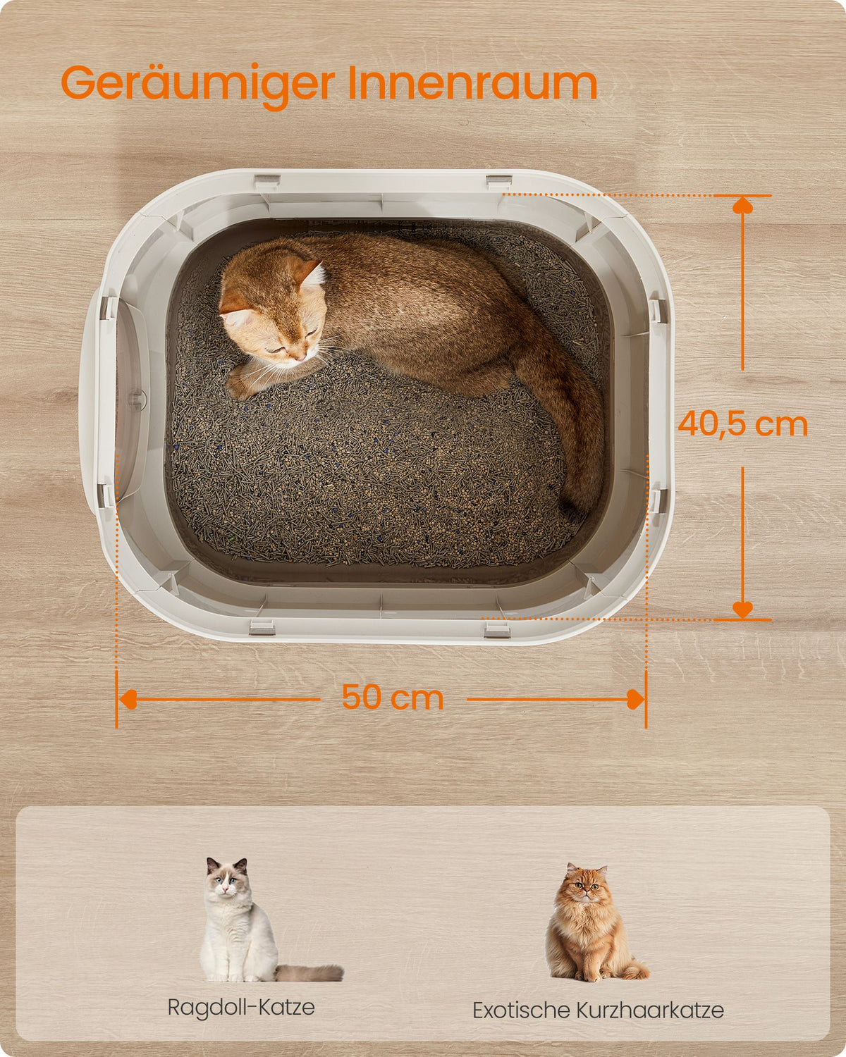 Kattenbak met Deksel – XXL – Uittrekbare Lade – Inclusief Schepje en Borstel – Havermout Warmgrijs