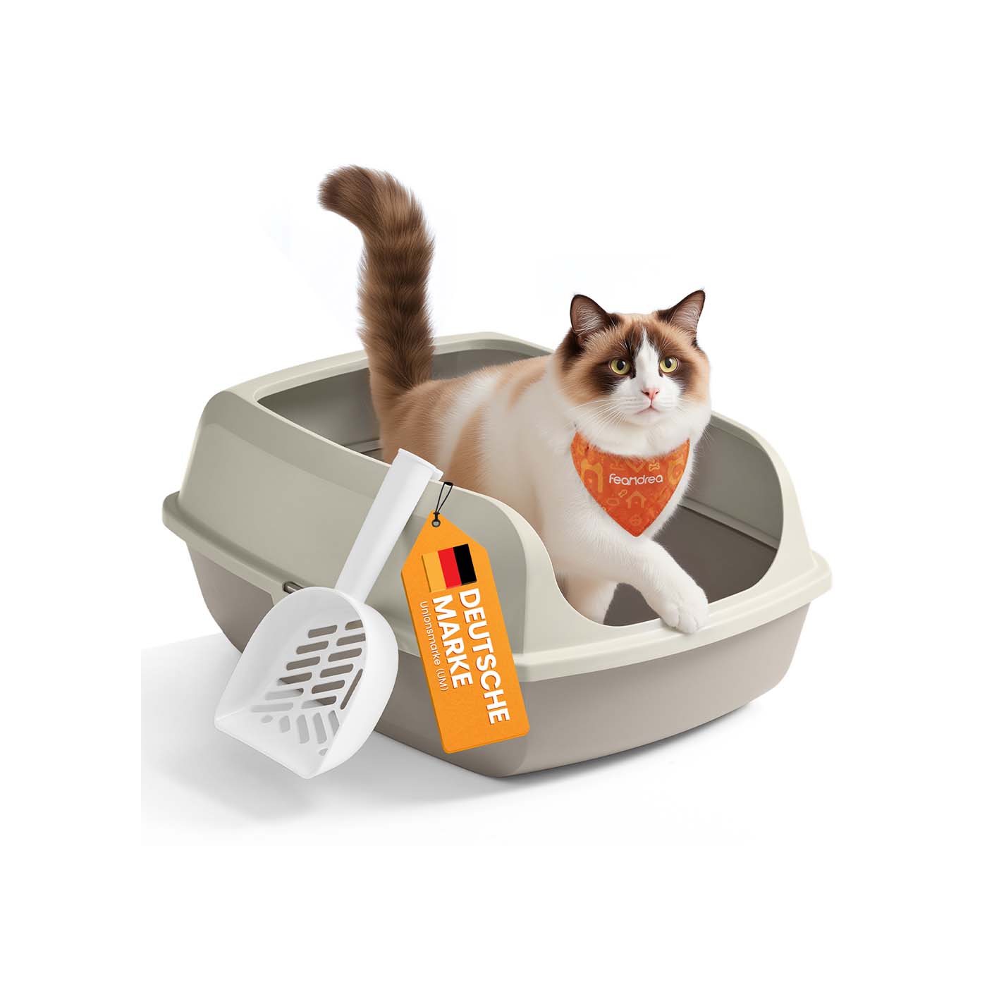 Kattenbak – Open Model – Hoge Zijkanten en Schepje – Hygiënisch Ontwerp