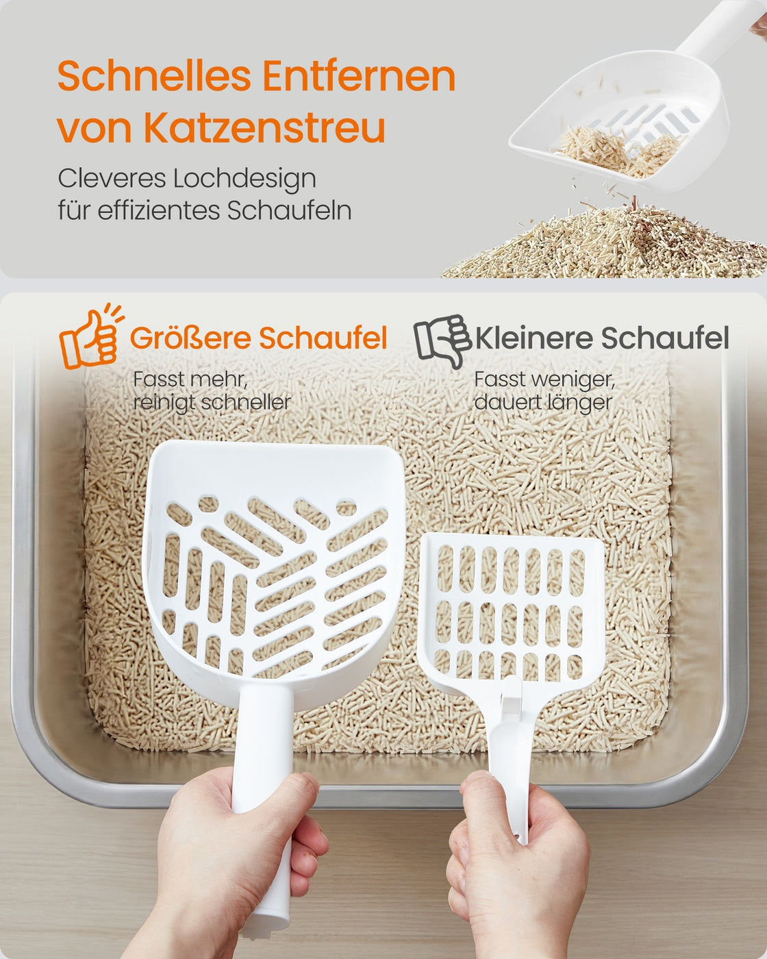 Kattenbak - 50 x 35 x 15 cm - roestvrij staal - zilver - voor middelgrote en grote katten