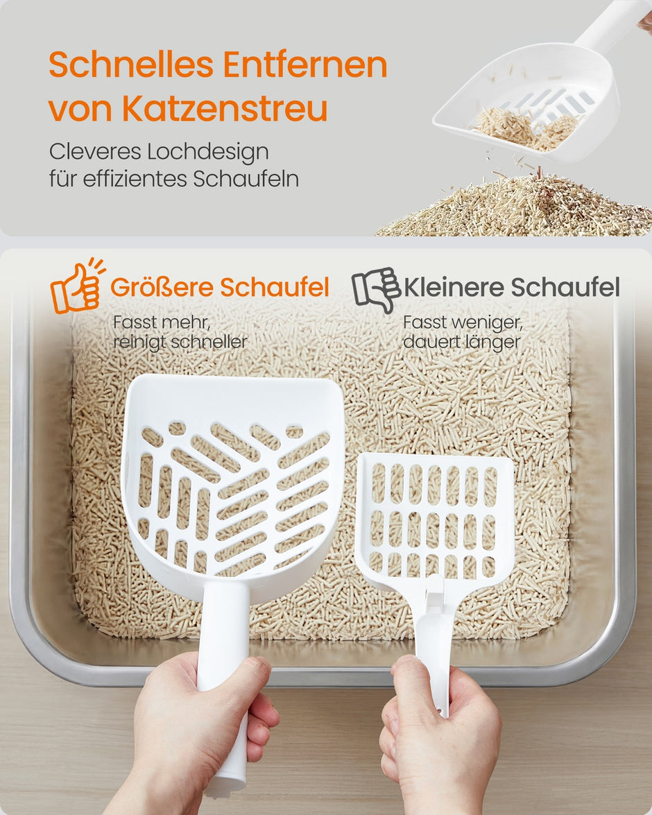Kattenbak - 50 x 35 x 15 cm - roestvrij staal - zilver - voor middelgrote en grote katten