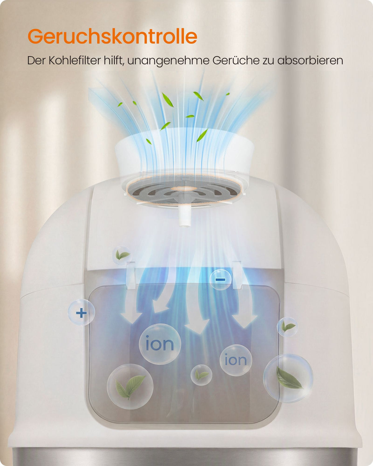 Kattenbak – Gesloten – XXL – RVS – Met Decoratieve Plant en Geurbeheersing – Wolkenwit en Zilver