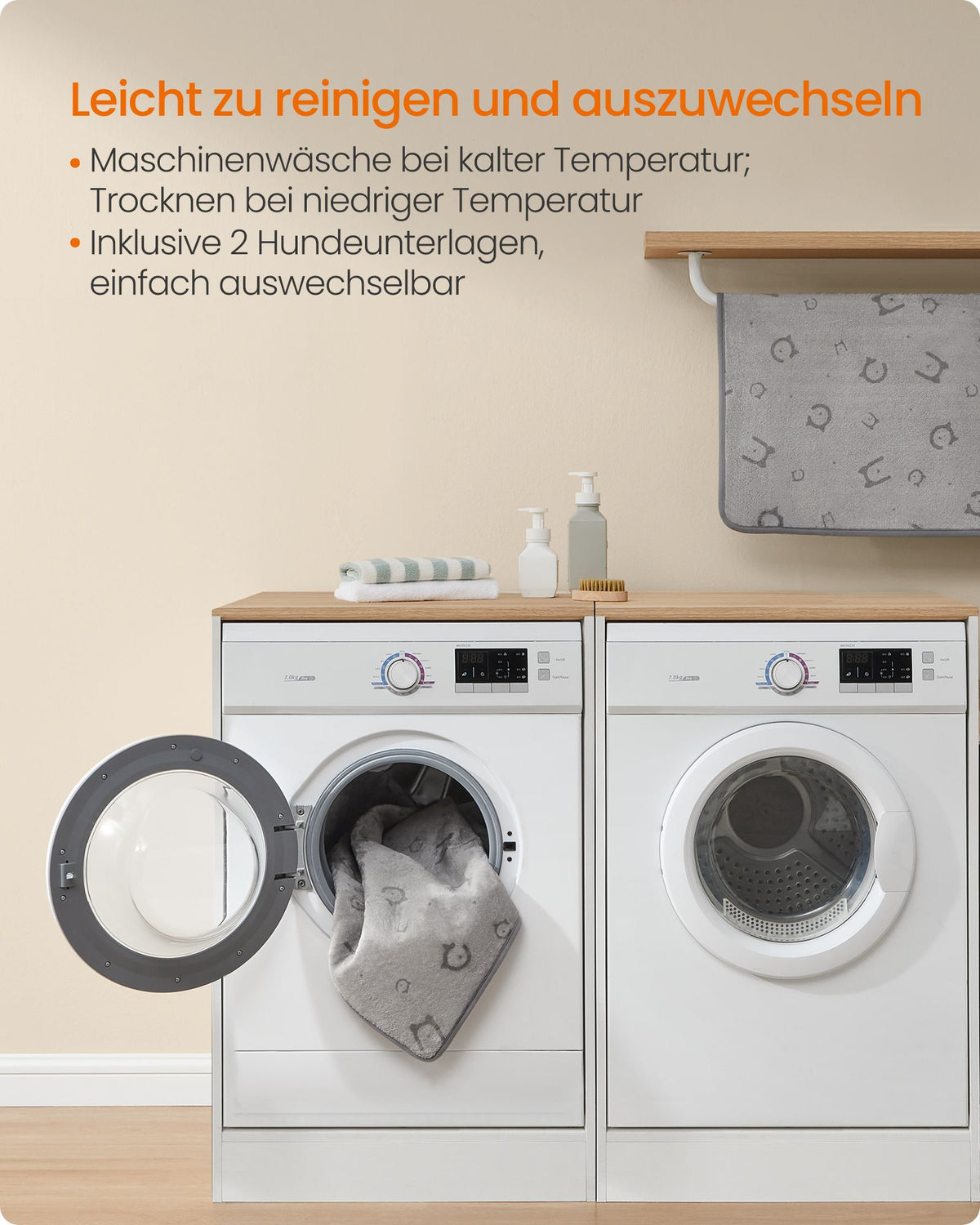 Wasbare Puppy Trainingsmatten – Set van 2 – Waterdicht en Antislip – 100 x 70 cm – Grijs