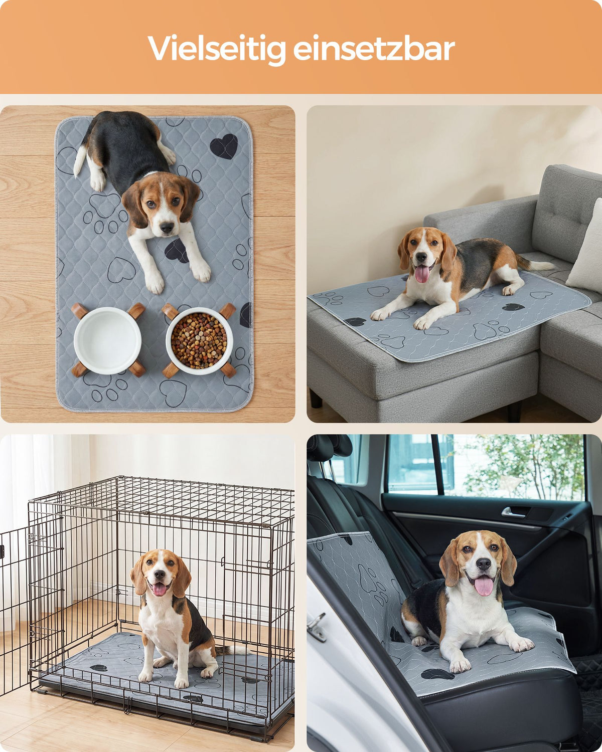Puppy-onderlegger - Wasbaar en Lekvrij - 2-Delige Set - Grijs - 90 x 60 cm