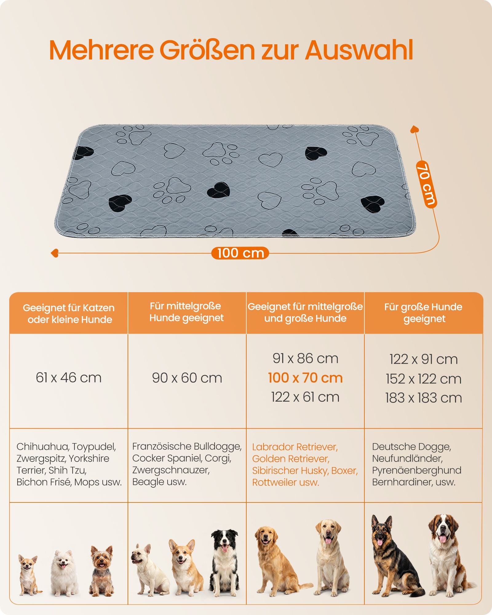 Puppy-onderlegger - Wasbaar en Lekvrij - 2-Delige Set - Grijs - 100 x 70 cm