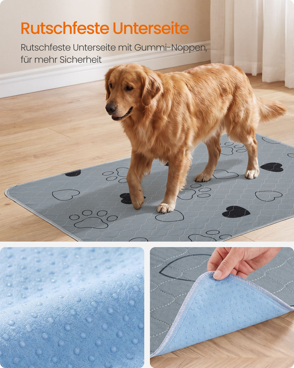 Puppy-onderlegger - Wasbaar en Lekvrij - 2-Delige Set - Grijs - 100 x 70 cm