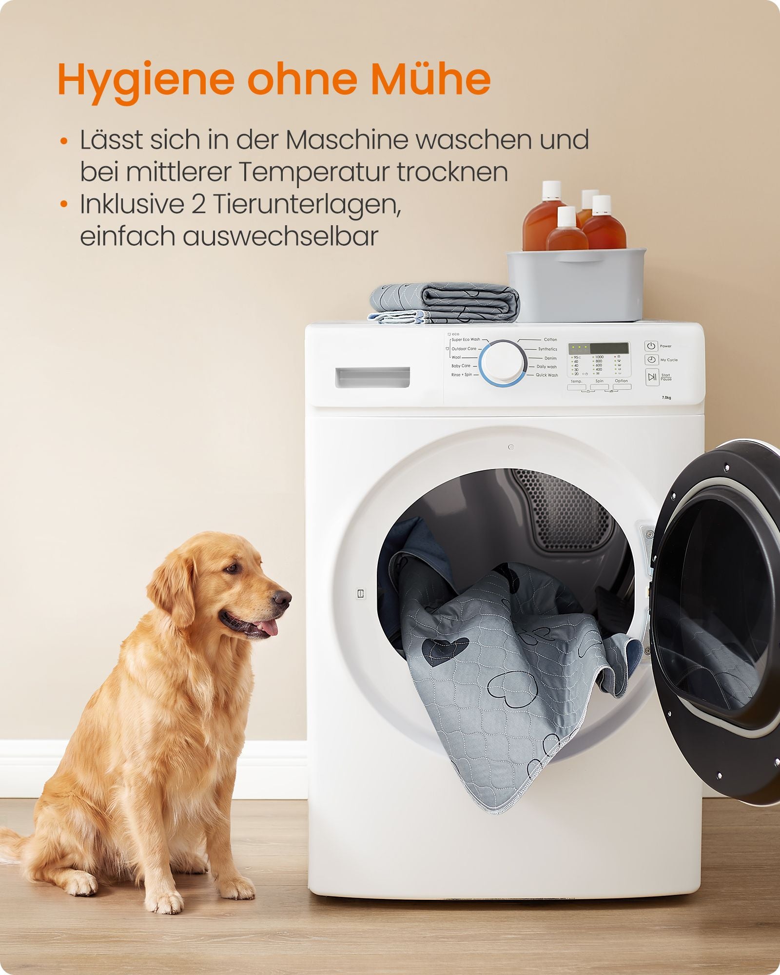 Puppy-onderlegger - Wasbaar en Lekvrij - 2-Delige Set - Grijs - 100 x 70 cm