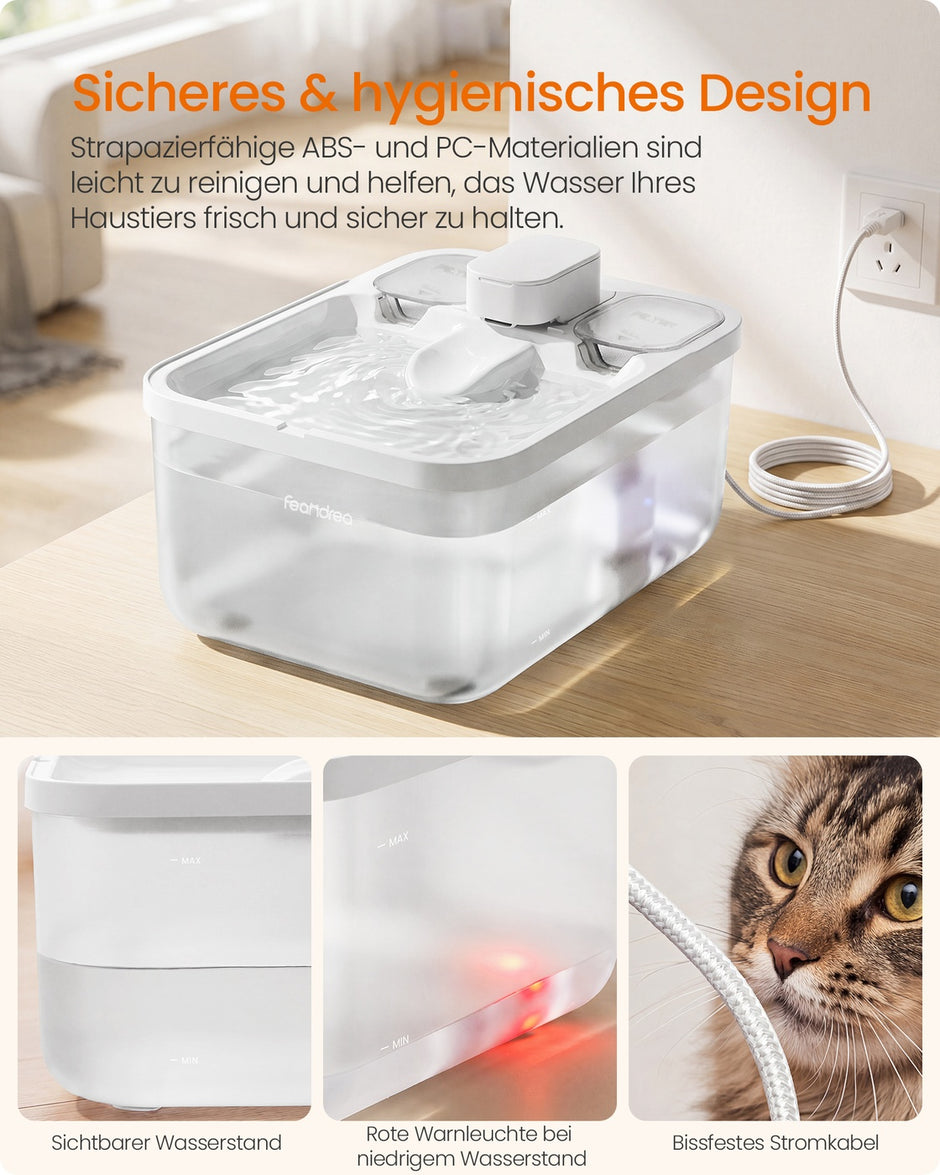 Kattenfontein - 4,5 Liter - Fluisterstil - 3 Filters - Wolkenwit
