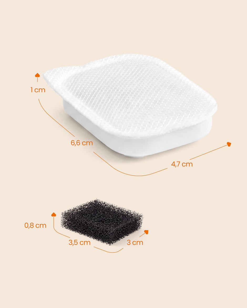Vervangingsfilters - Set van 12 - Voor Kattenfontein - Actieve Kool - Wit