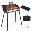 Portabel – kolgrill med tre höjdinställningar, campinggrill tvågrads galler och metallram