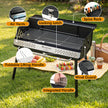 Portabel – kolgrill med tre höjdinställningar, campinggrill tvågrads galler och metallram