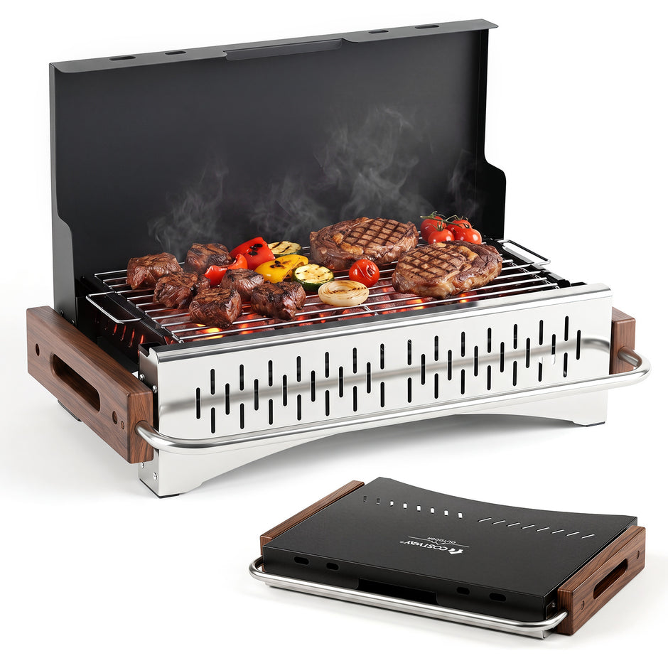 Portabel – utomhusgrill, vikbar kolgrill av metall för camping, – 50,5 x 33,5 x 33,5 cm