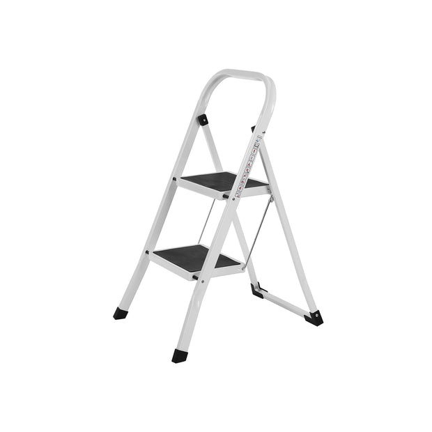 Treppenladder - 2 Stufen - Stiefhocker - Metall - Grau