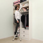 Treppenladder - 2 Stufen - Stiefhocker - Metall - Grau