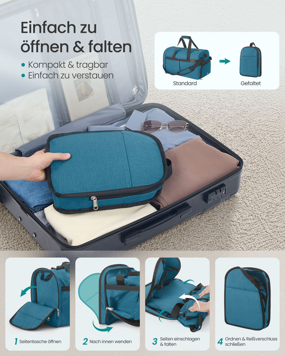 Opvouwbare Sporttas 50 L – Met Schoenenvak en Natvak – Weekendtas – Blauw