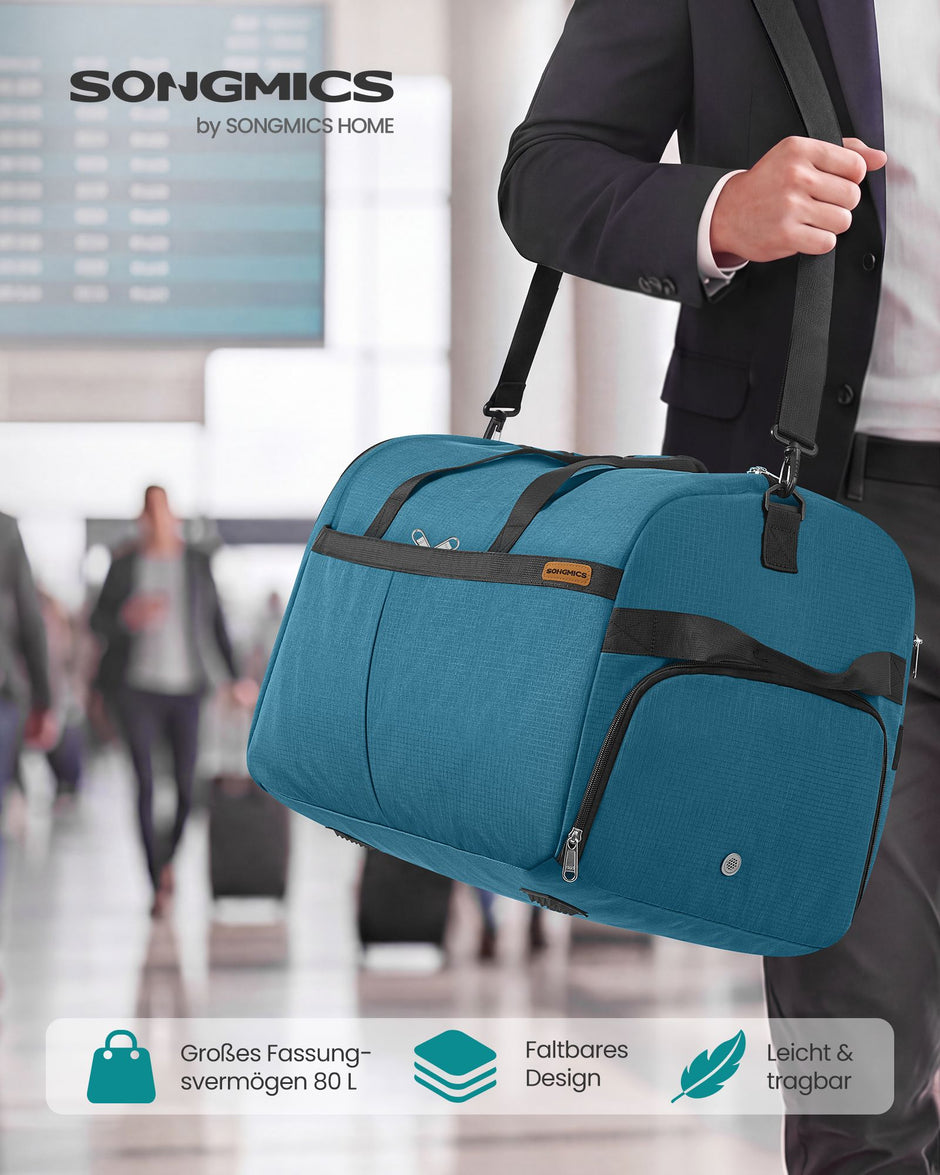 Opvouwbare Sporttas 80 L – Met Schoenenvak en Natvak – Weekendtas – Blauw